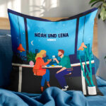 Miniaturansicht von Kissen Paar-Illustration mit Namen und personalisiertem Text