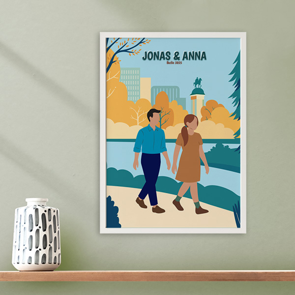 Poster Familie im Park mit Namen und personalisiertem Text