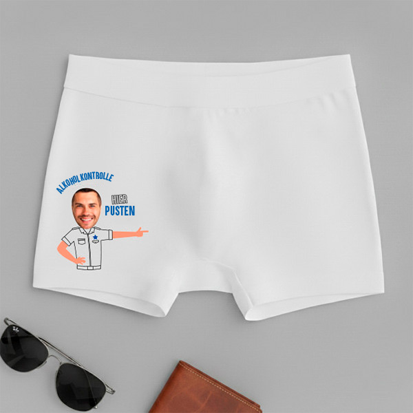 Boxershorts „Alkoholkontrolle“ mit personalisiertem Foto