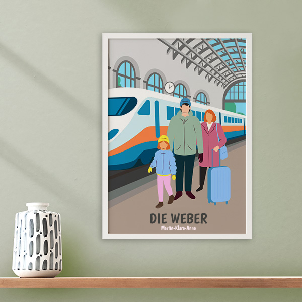 Poster Bahnhof mit Namen und personalisiertem Text