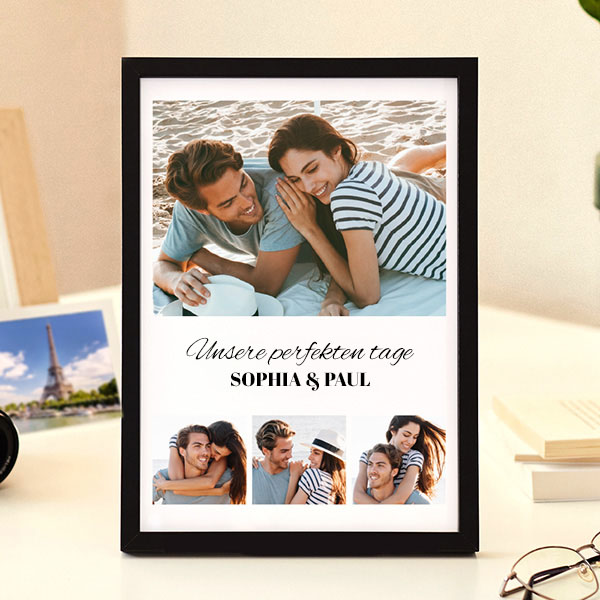 Personalisierte Fotocollage-Platte mit Texten