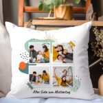 Miniaturansicht von Polaroid-Kissen mit vier Fotos und personalisiertem Text