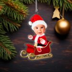 Miniaturansicht von Set Weihnachtsbaumschmuck Baby-Weihnachtsmann mit personalisiertem Foto