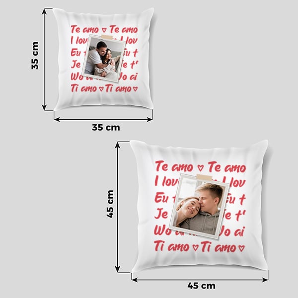 Personalisierbares Kissen „Ich liebe dich“ mit Foto