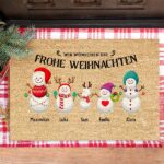 Weihnachtsfußmatte Schneemann mit personalisierten Namen Miniaturansicht von Weihnachtsfußmatte Schneemann mit personalisierten Namen