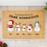 Miniaturansicht von Weihnachtsfußmatte Schneemann mit personalisierten Namen