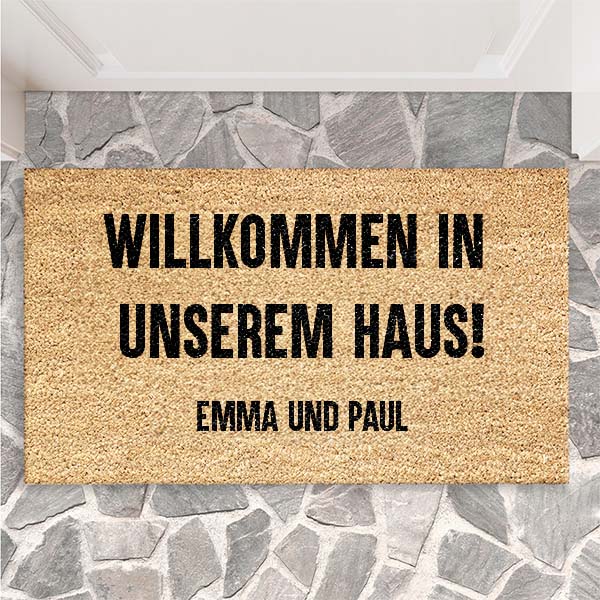 Personalisierte Fußmatte mit Texten und Foto