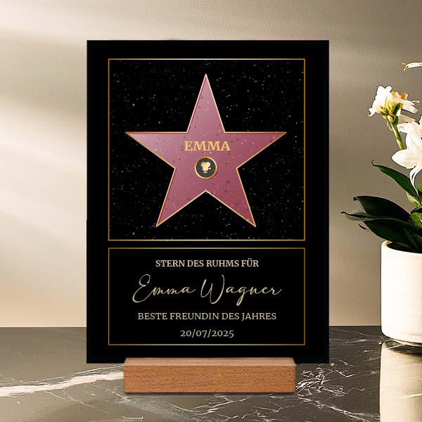 Personalisierte Hollywood-Stern-Plakette mit Text
