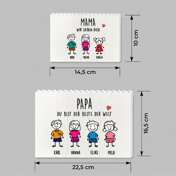 Puzzle aus Bausteinen mit Figuren und personalisiertem Text