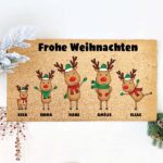 Miniaturansicht von Weihnachts-Fußmatte mit Rentieren mit Namen und personalisiertem Text