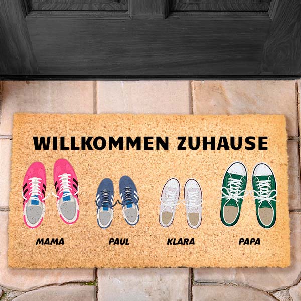 Fußmatte mit Schuhen mit Namen und personalisiertem Text