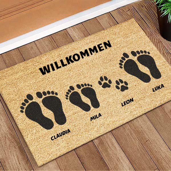 Fußmatte mit Schuhen mit Namen und personalisiertem Text