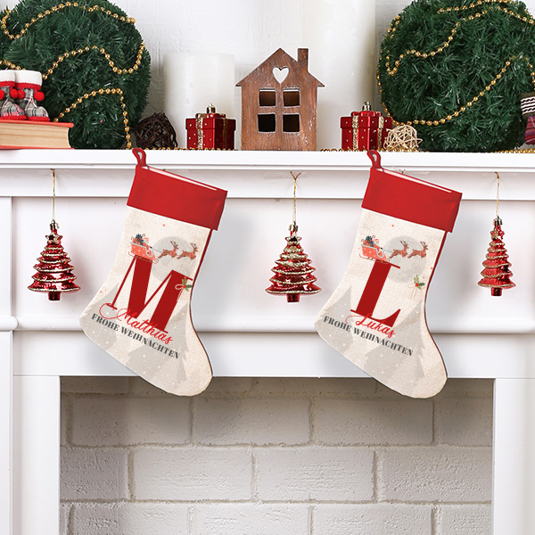 Personalisierte Weihnachtssocke mit Initialen und Namen