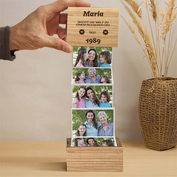 Akkordeon-Fotobox mit personalisiertem Datum