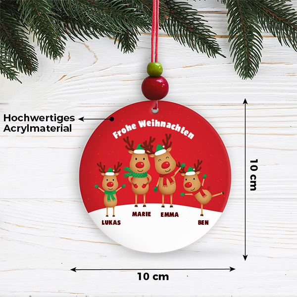 Set Weihnachtsbaum-Anhänger mit Rentieren mit personalisierten Namen