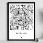 Poster „Karte der Liebe“ mit personalisierter Ortsangabe Miniaturansicht von Poster „Karte der Liebe“ mit personalisierter Ortsangabe