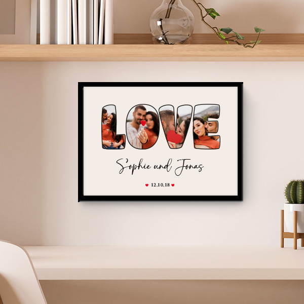 Poster LOVE-Design mit personalisiertem Datum und Namen