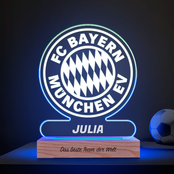 Lampe mit Wappen Bayern München personalisiert