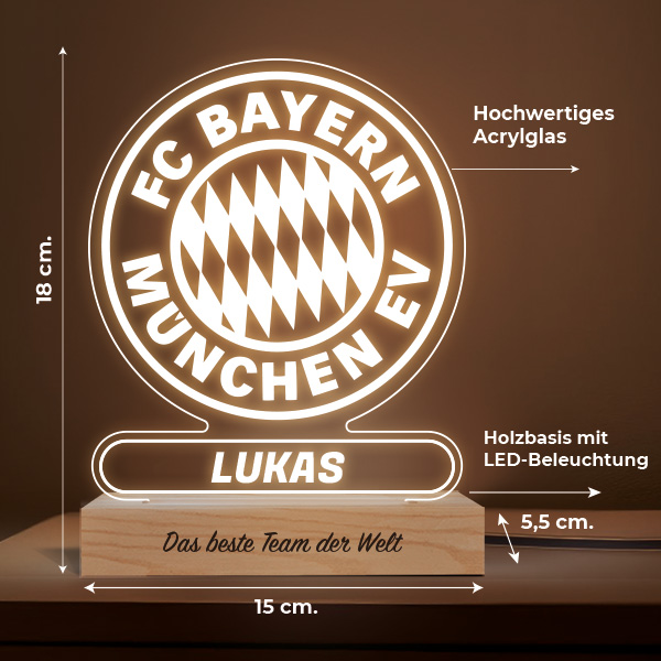 Lampe mit Wappen Bayern München personalisiert