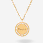 Runde Halskette mit Strasssteinen mit personalisiertem Text Miniaturansicht von Runde Halskette mit Strasssteinen mit personalisiertem Text