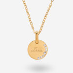Runde Halskette mit seitlichen Glitzersteinen und personalisiertem Text Miniaturansicht von Runde Halskette mit seitlichen Glitzersteinen und personalisiertem Text
