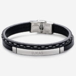 Doppeltes Herrenarmband mit personalisiertem Text Miniaturansicht von Doppeltes Herrenarmband mit personalisiertem Text