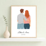 Miniaturansicht von Poster mit personalisierter Illustration eines Paares von hinten