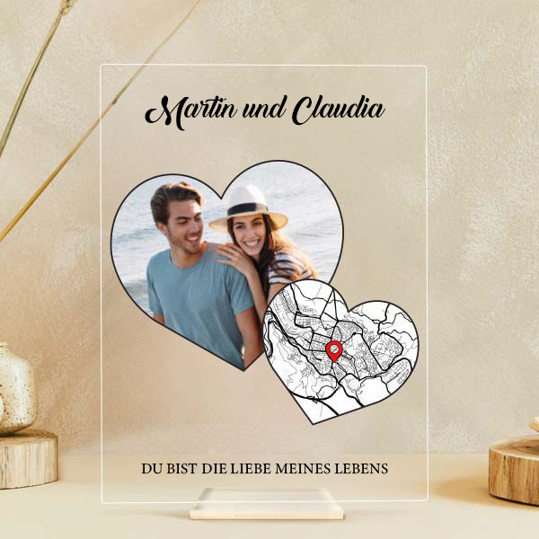 Lampe mit Liebeskarte und personalisierten Fotos
