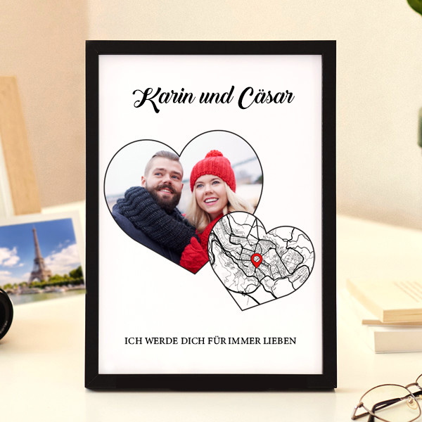 Lampe mit Liebeskarte und personalisierten Fotos