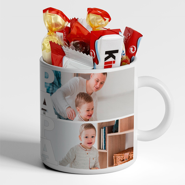 Papa Tasse mit 4 Fotos personalisiert