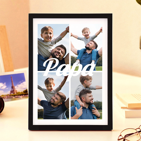 Papa Lampe mit 4-Foto-Collage personalisiert