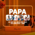 Papa Lampe mit Vier Fotos und Text personalisiert Miniaturansicht von Papa Lampe mit Vier Fotos und Text personalisiert