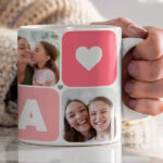 Miniaturansicht von Personalisierte Mama-Tasse Würfel Herz mit fünf Fotos