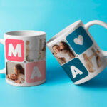 Miniaturansicht von Personalisierte Mama-Tasse Würfel Herz mit fünf Fotos