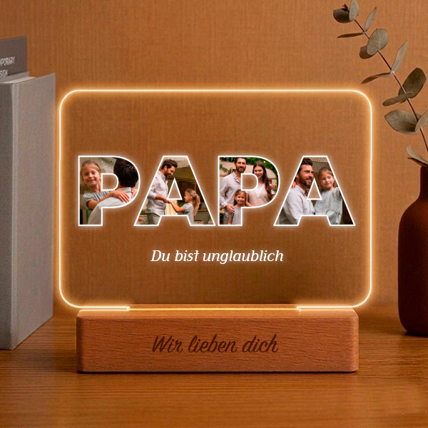 Papa Lampe mit Fotos personalisiert
