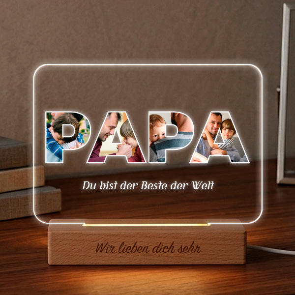 Papa Lampe mit Fotos personalisiert