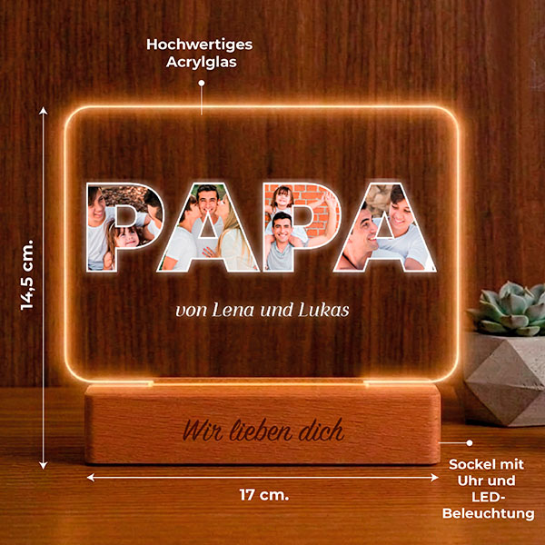 Papa Lampe mit Fotos personalisiert