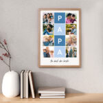 Miniaturansicht von Papa-Poster in blauen Quadraten mit Text und personalisierten Fotos