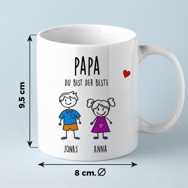 Tasse mit Figuren und Text personalisiert
