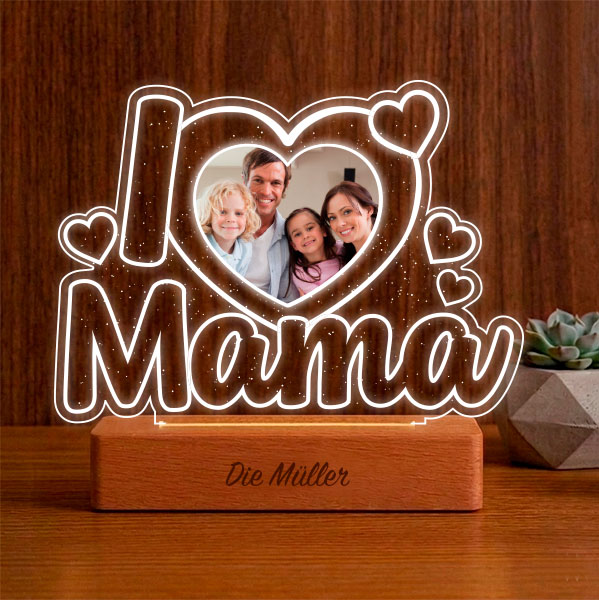 I-Love-Mama-Lampe mit personalisiertem Foto
