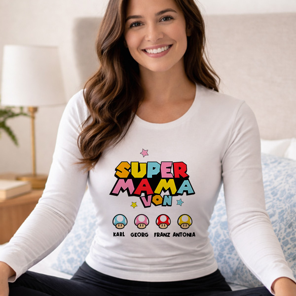 Super-Mama-Pyjama mit personalisierten Namen