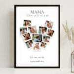 Miniaturansicht von Mama-Herz-Poster aus personalisierten Polaroid-Fotos