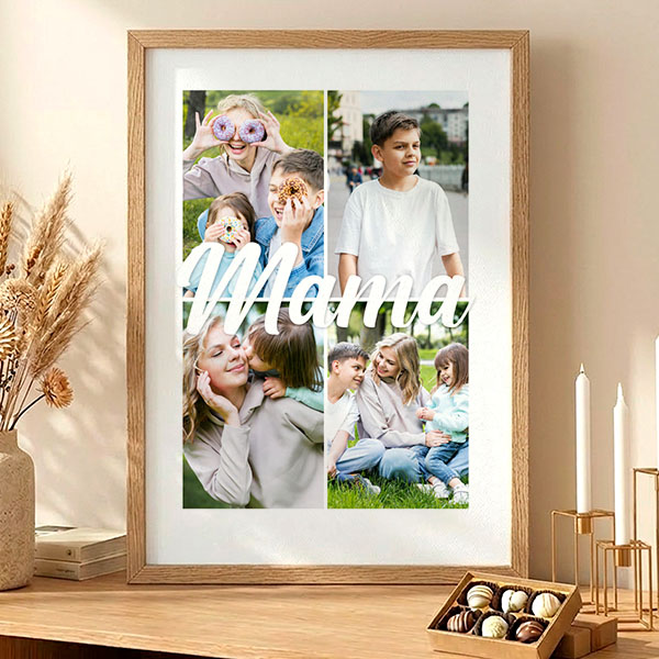 Poster für Mama mit 4 personalisierten Fotos