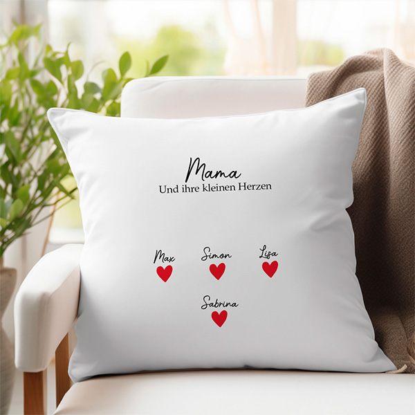 Kissen für Mama mit Händen und personalisierten Namen