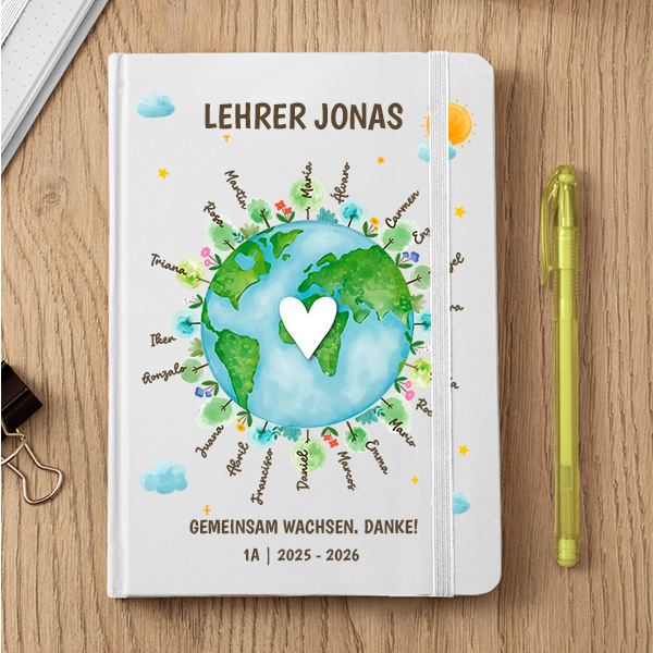 Planeten-Notizbuch mit personalisierten Namen