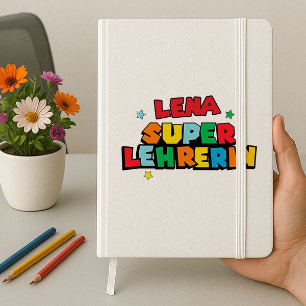 Super-Lehrerin-Notizbuch mit personalisierten Namen