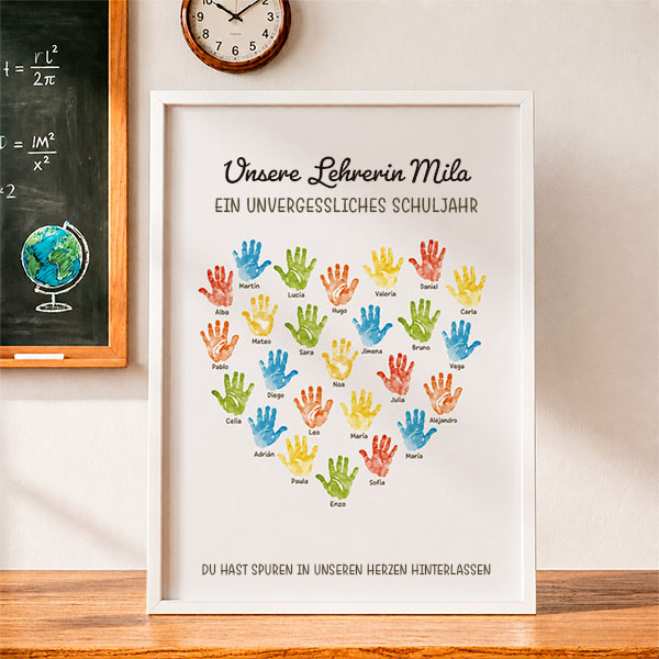 Poster für Lehrkräfte mit Händen und personalisierten Namen