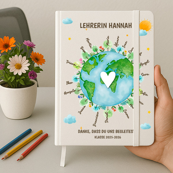 Planeten-Notizbuch mit personalisierten Namen