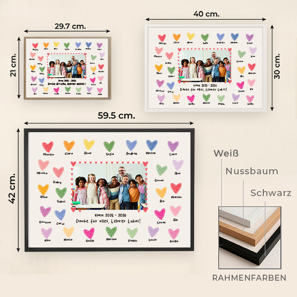 Poster für Lehrkräfte mit Herzen und personalisiertem Foto