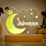Kinderlampe Mond in Farbe mit personalisiertem Namen Miniaturansicht von Kinderlampe Mond in Farbe mit personalisiertem Namen